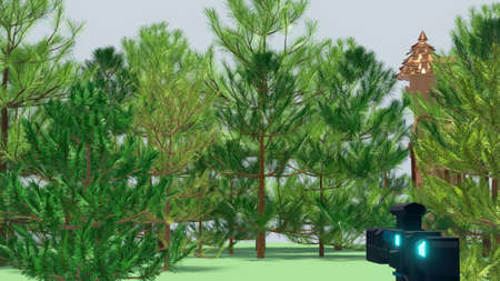 Action video game, illustration. First-person view of weapon in virtual worldの写真素材