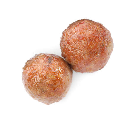 Tasty cooked meatballs on white background, top viewの写真素材