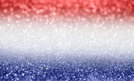 4th of July - USA Independence Day. Blurred view of glitters in colors of American national flag,...