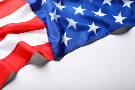 American flag on white background, closeup viewの写真素材
