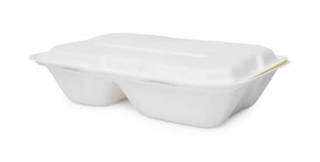 Divided container for food isolated on whiteの写真素材