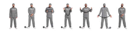 Collage with photos of prisoner on white background. Banner design