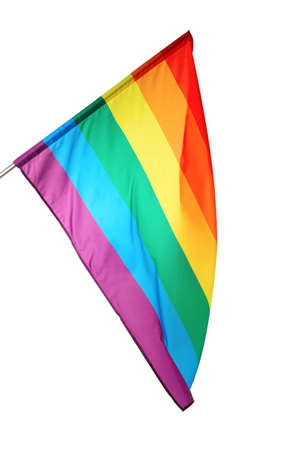 Bright rainbow LGBT flag isolated on white