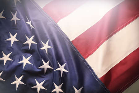 American flag as background, top view. National symbol of USA