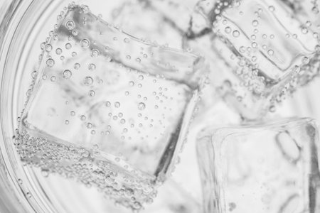 Closeup view of soda water with ice