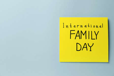 Card with words International Family Day on gray background, top view. Space for textの写真素材