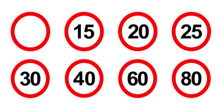 Set with different road signs on white background. banner design