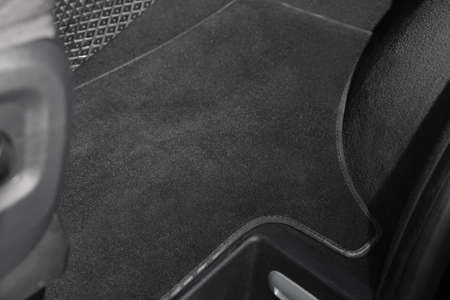 Gray soft floor carpet in car, closeupの写真素材