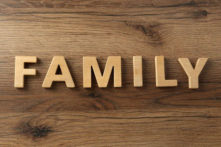 Word Family made with wooden letters on table, flat layの写真素材
