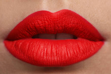 Close up view of woman with beautiful full lips