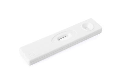 Disposable express test for hepatitis on white background