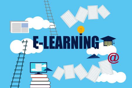 Home page of website E-Learning. Illustrationの写真素材
