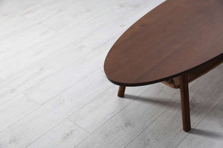 Empty wooden table indoors, space for text. Style furniture