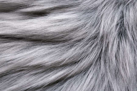 Gray faux fur as background, closeup viewの写真素材