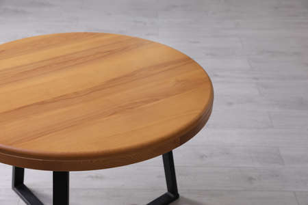 Empty wooden table indoors, closeup. Style furniture