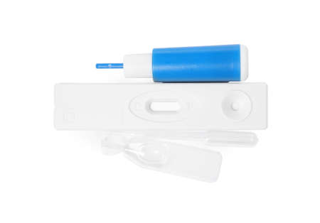 Disposable express test kit for hepatitis on white background, top viewの写真素材