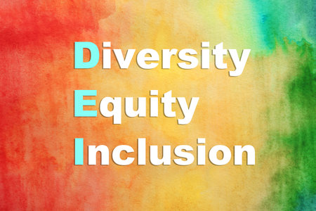 Abbreviation DEI - Diversity, Equity, Inclusion on color backgroundの写真素材