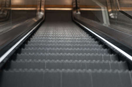 Closeup view of escalator in airport terminalの写真素材