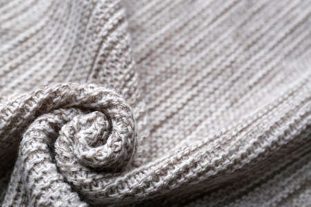 Beautiful gray knitted fabric as background, closeupの写真素材
