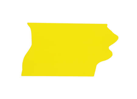 Piece of yellow adhesive tape isolated on white, top viewの写真素材