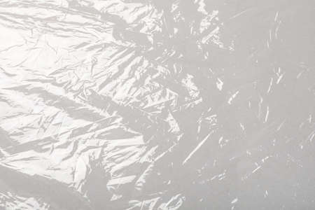 Close up view of transparent plastic stretch wrap film as background