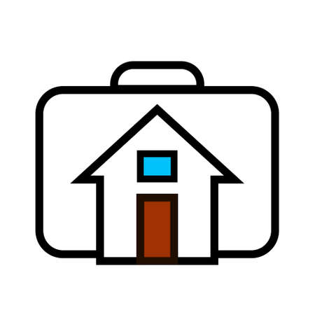 work from home. Illustration of house and briefcase on white backgroundの写真素材