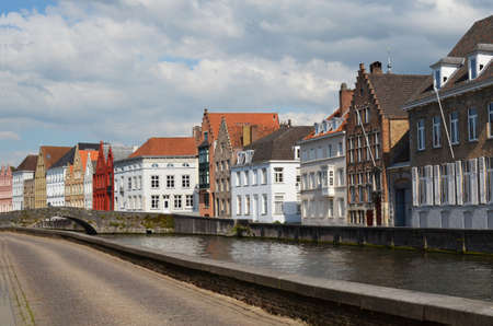 Beautiful view of ancient buildings along canalの写真素材