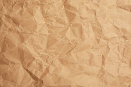 Texture of brown crumpled paper as background, closeupの写真素材