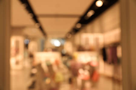 Blurred view of store interior in shopping mall. bokeh effectの写真素材