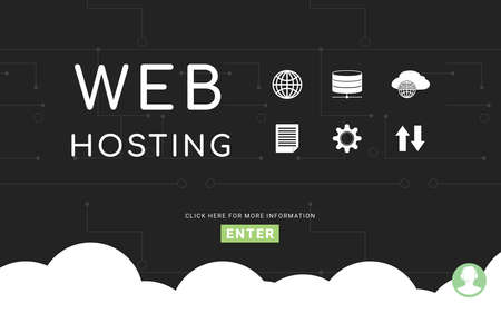 web hosting service. Homepage with different iconsの写真素材