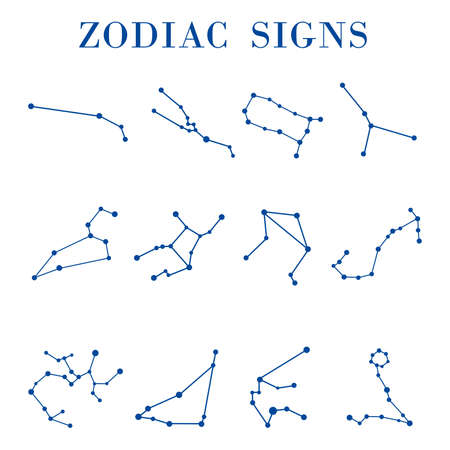 Set with zodiac constellations on white backgroundの写真素材