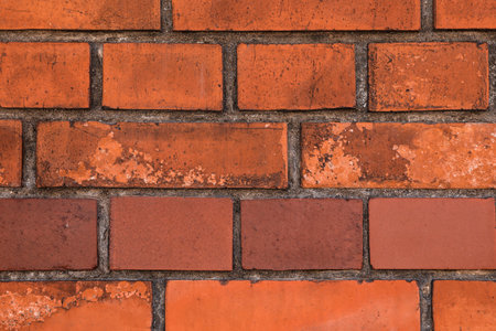 Texture of old red brick wall as background