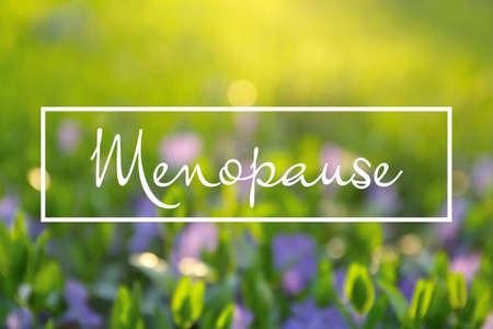 Concept of impending menopause. Blurred view of beautiful periwinkle flowers in gardenの写真素材