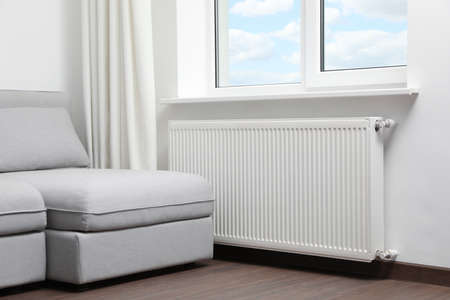 modern radiator at home. central heating systemの写真素材