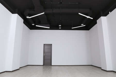 Empty office with dark wooden door. interior design