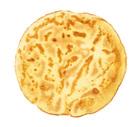 One delicious crepe isolated on white, top view