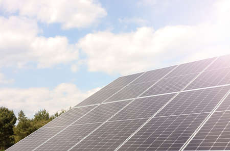 Solar panels outdoors on sunny day. alternative energyの写真素材