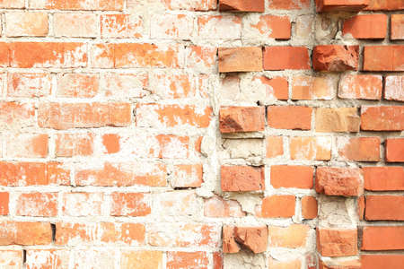 Texture of old red brick wall as backgroundの写真素材