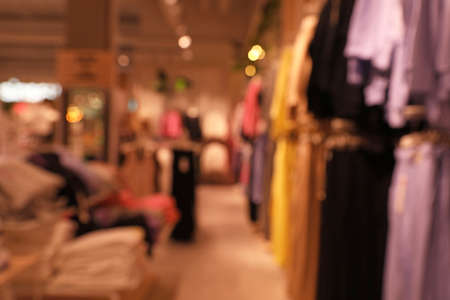 Blurred view of store interior in shopping mall. bokeh effect