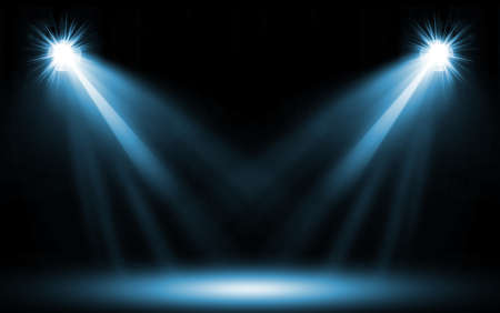 Bright spotlights in darkness. professional stage equipmentの写真素材