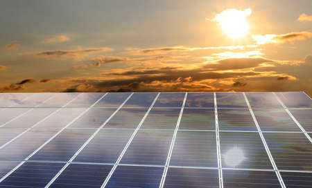 Solar panels installed outdoors. alternative energy sources