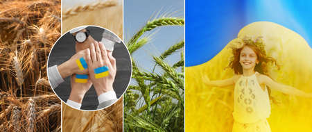 Collage with different beautiful photos dedicated to Ukrainian culture. banner design