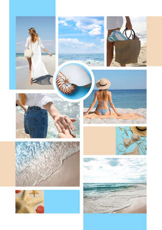 Inspiring mood board. Collage with beautiful and aesthetic photosの写真素材