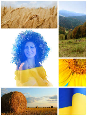 Collage with different beautiful photos dedicated to Ukrainian culture