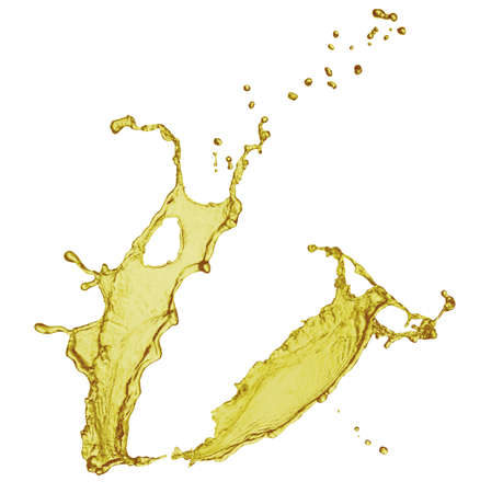 Natural organic cooking oil splashing on white backgroundの写真素材