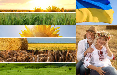 Collage with different beautiful photos dedicated to Ukrainian cultureの写真素材
