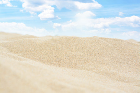 Beautiful view of sandy beach on summer day, closeupの写真素材