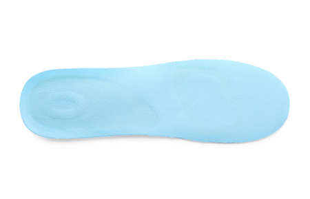 Light blue orthopedic insole isolated on white, top viewの写真素材