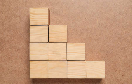 Many cubes on wooden background, flat lay. management conceptの写真素材