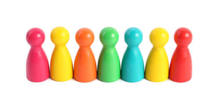 Colorful pawns on white background. social inclusion concept